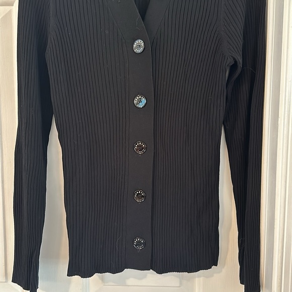 NWOT Women’s SANDRO Paris Gabrielle Black Colored Ribbed-Knit Cardigan Size L - Picture 5 of 7
